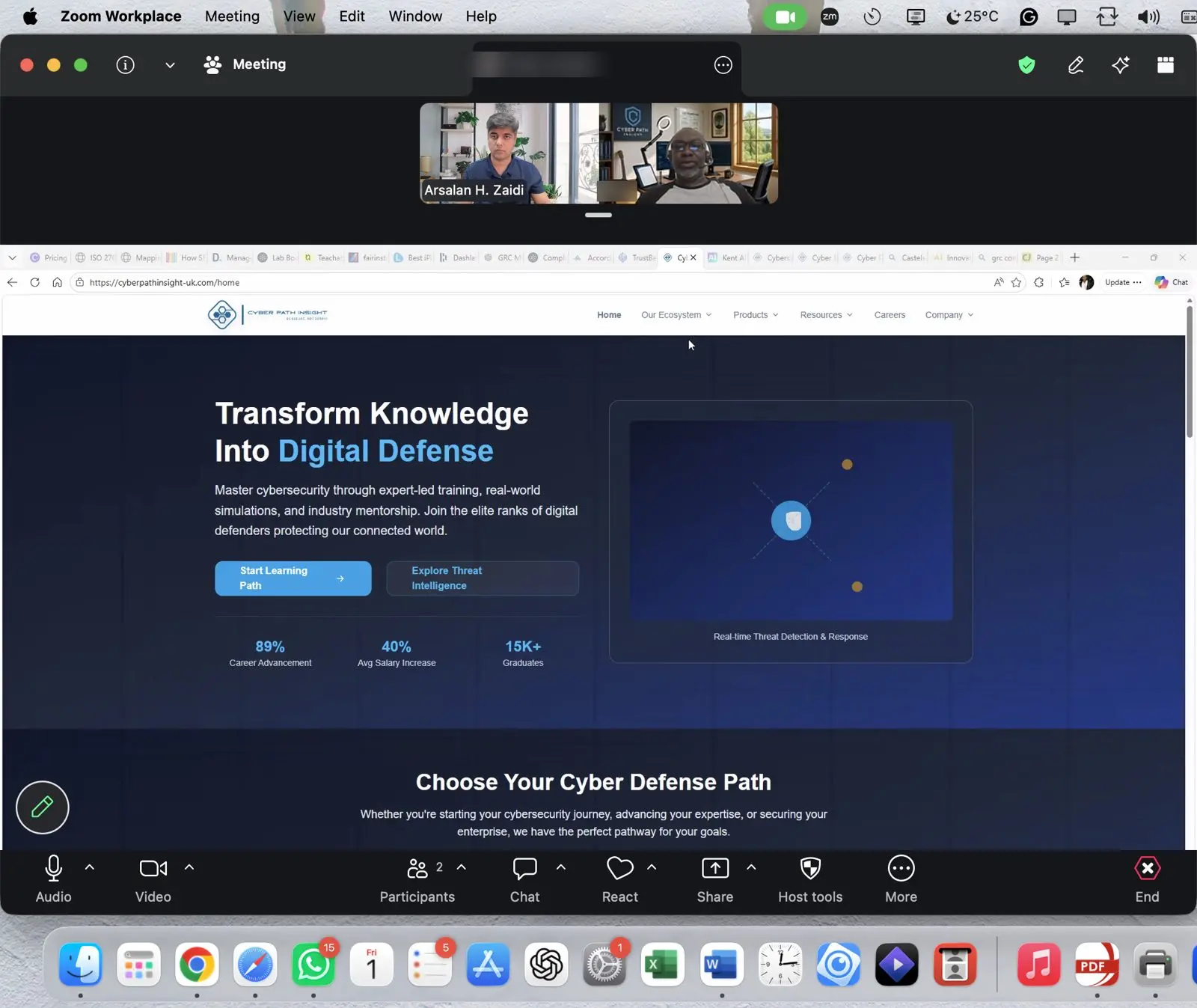 Video call with a cybersecurity training company