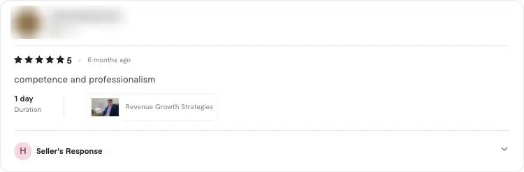Five-star Fiverr review from a client in Italy